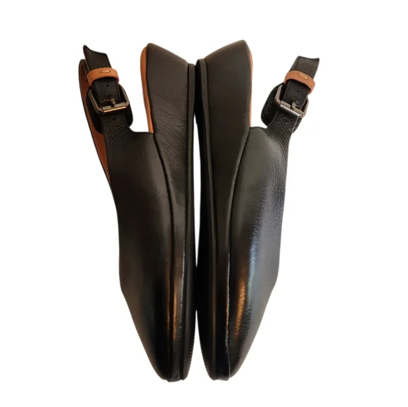 NWOB Gentle Souls Noemi Black Leather Low Wedge Slingback Size 7.5 - Picture 4 of 10